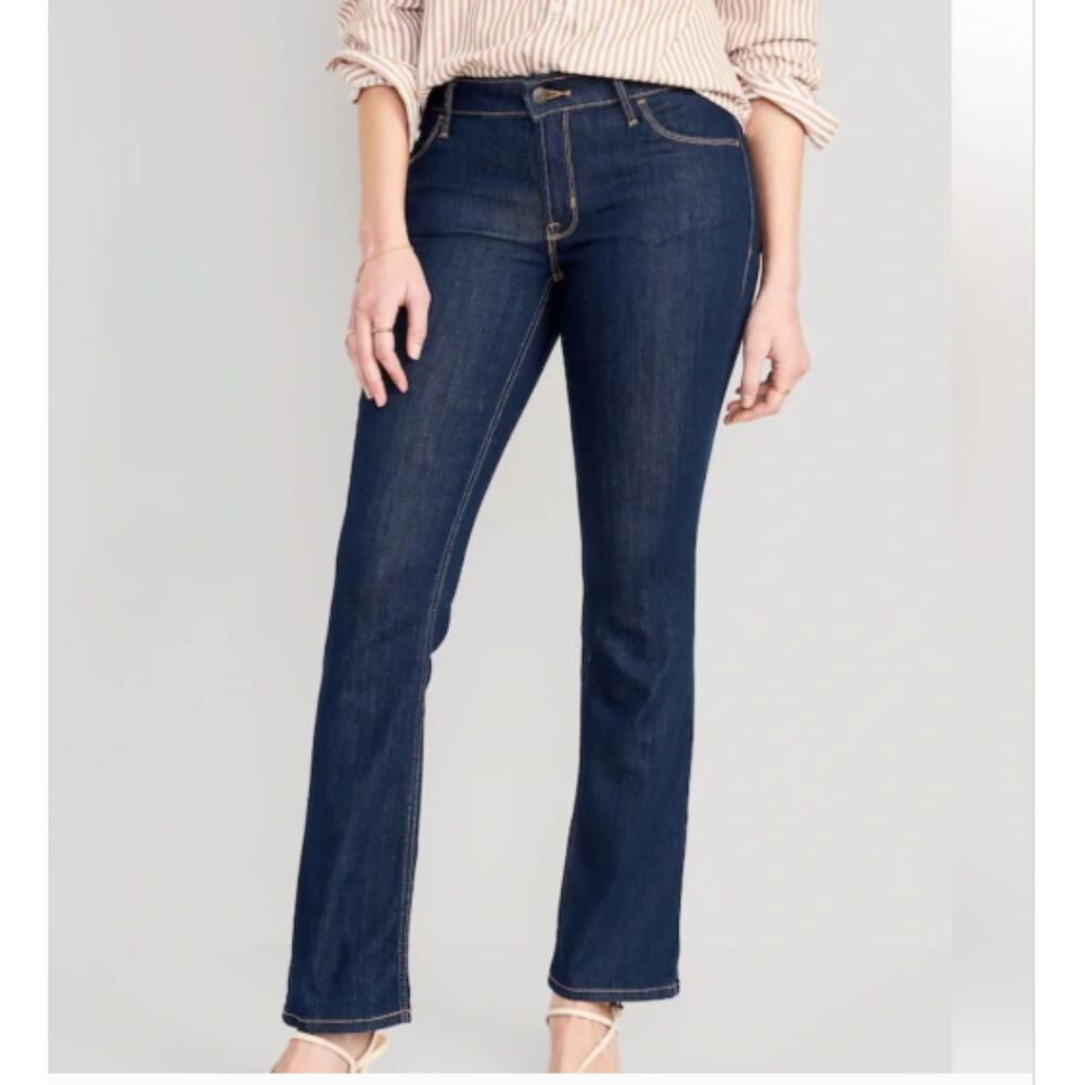 NEW Old Navy Womens 24 Short Mid Rise Kick Boot Cut Jeans Dark Wash NWT